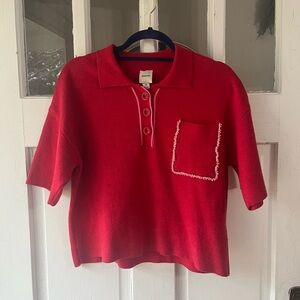 Maeve The Eliott Embellished-Pocket Polo Shirt from Anthropologie